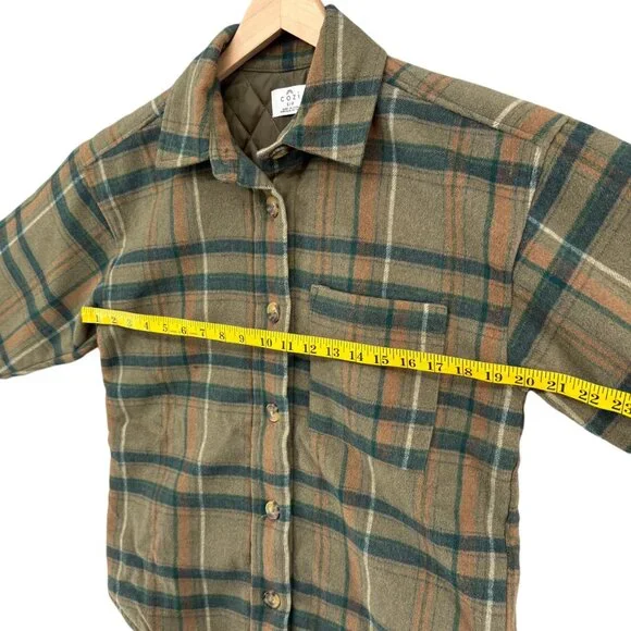 Cozi Scala Woven Shacket Womens Brown Plaid Lined Long Sleeve Jacket Size S - Picture 11 of 12